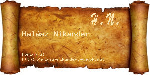 Halász Nikander névjegykártya